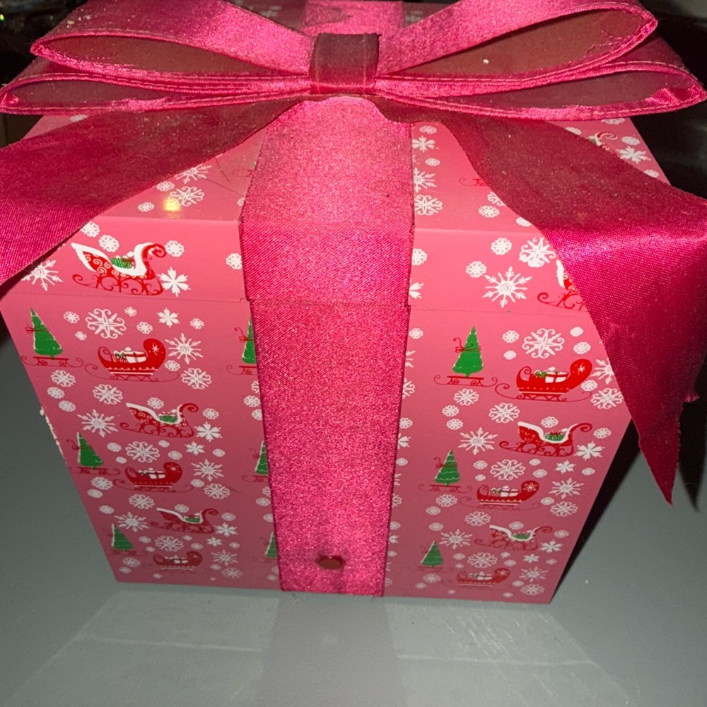 Festive Pink Gift Box with Ribbon